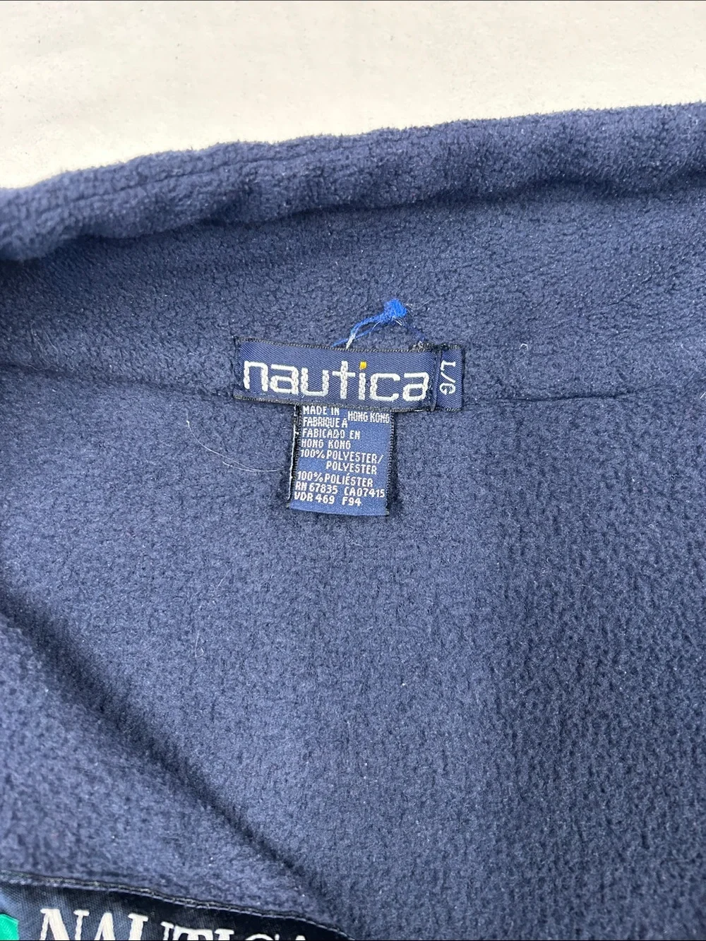 Vintage 90s Nautica Fleece Quarter Zip Pullover Sweatshirt Navy Crest